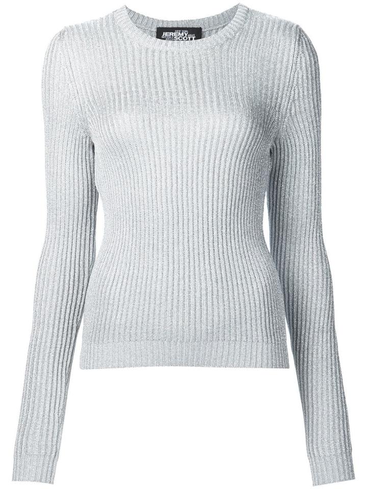 Jeremy Scott Metallic Ribbed Jumper - Grey