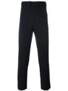 Homme Plissé Issey Miyake Slim-fit Pleated Trousers, Men's, Size: 2, Black, Polyester