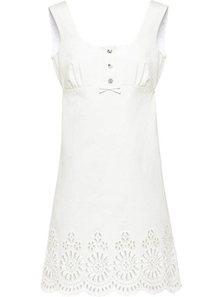 Miu Miu Eyelet Lace Motif Dress - White