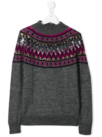 Alberta Ferretti Kids Sequin Embroidered Jumper - Grey