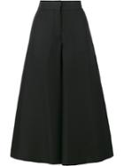 Valentino Cropped Wide-leg Trousers, Women's, Size: 42, Black, Silk/lyocell/spandex/elastane