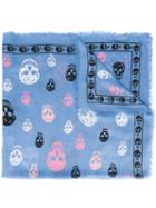 Alexander Mcqueen 'skull' Scarf, Women's, Blue, Silk/modal