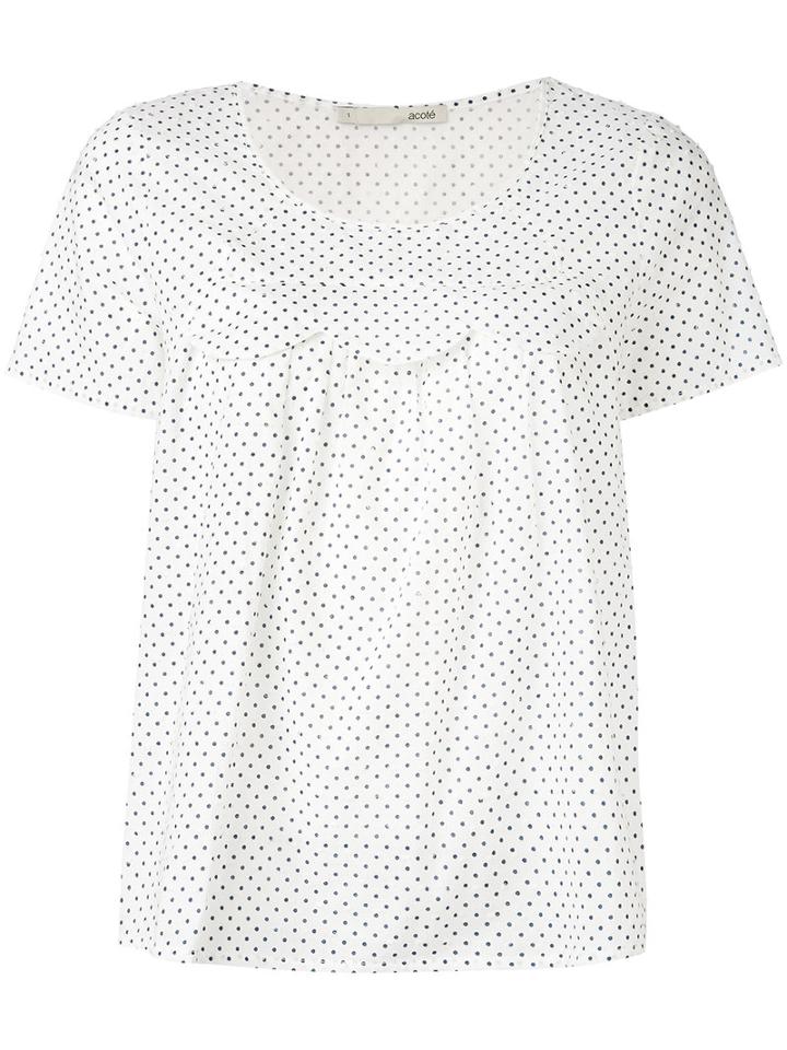 Acoté - Contrast Printed Top - Women - Cotton - 2, White, Cotton