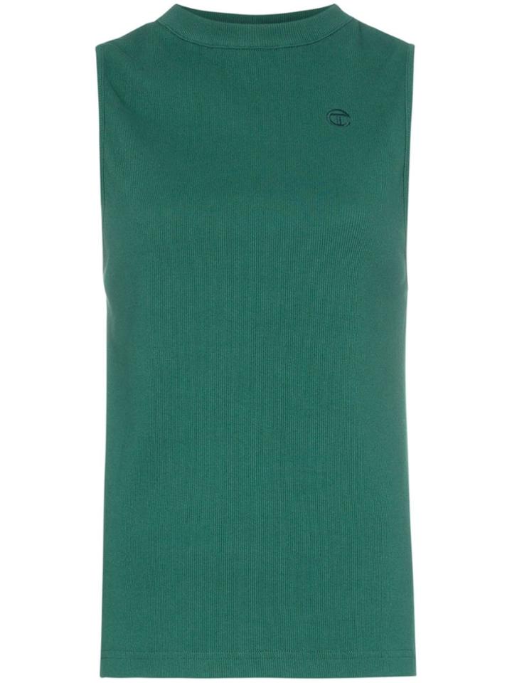 Telfar Sleeveless Ribbed Cotton Crew Neck Top - Green