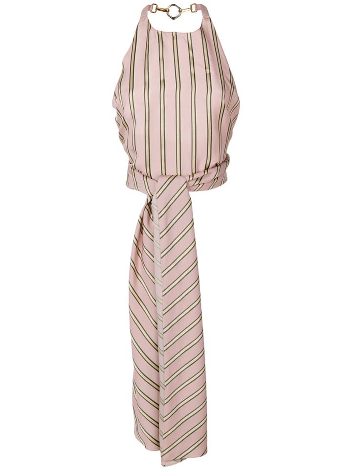 Esteban Cortazar Striped Waist-tied Fitted Top - Pink & Purple