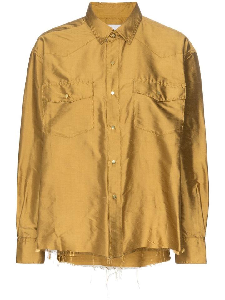 Marques'almeida Button Down Silk Shirt - Gold
