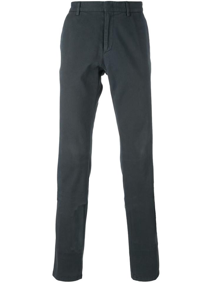 Z Zegna Stretch Straight Trousers, Men's, Size: 48, Blue, Cotton/spandex/elastane