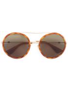 Gucci Eyewear Round Frame Metal Sunglasses, Women's, Size: 56, Yellow/orange, Acetate/metal