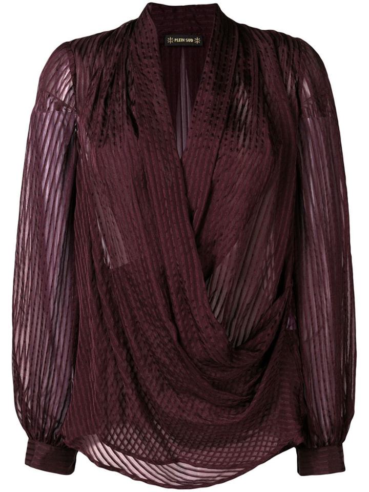 Plein Sud Striped Sheer Blouse - Red