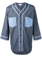 Ganryu Comme Des Garcons - Chambray Baseball Shirt - Men - Cotton - M, Blue, Cotton