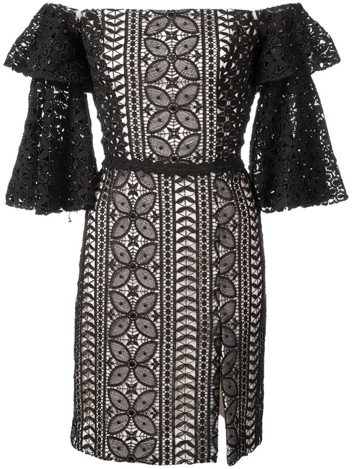 Nicole Miller Off The Shoulder Lace Dress - Black