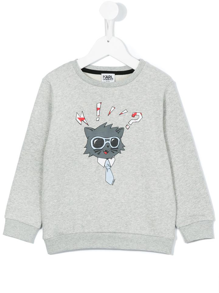 Karl Lagerfeld Kids Cat Print Sweatshirt, Boy's, Size: 12 Yrs, Grey