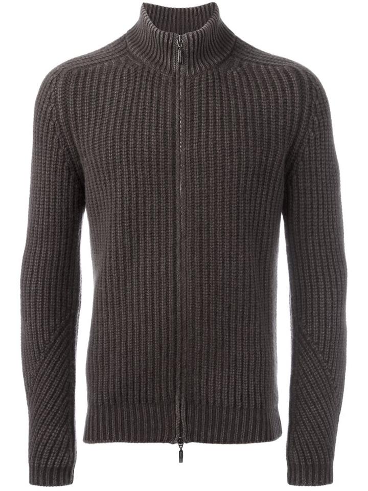 Iris Von Arnim Zipped Cardigan, Men's, Size: Medium, Brown, Cashmere