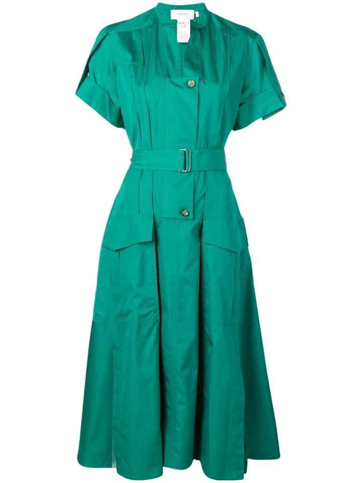 Sportmax Short-sleeved Belted Dress - Green