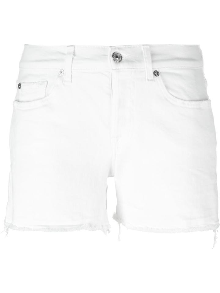 7 For All Mankind Frayed Edge Denim Shorts, Women's, Size: 28, White, Cotton/polyester/spandex/elastane