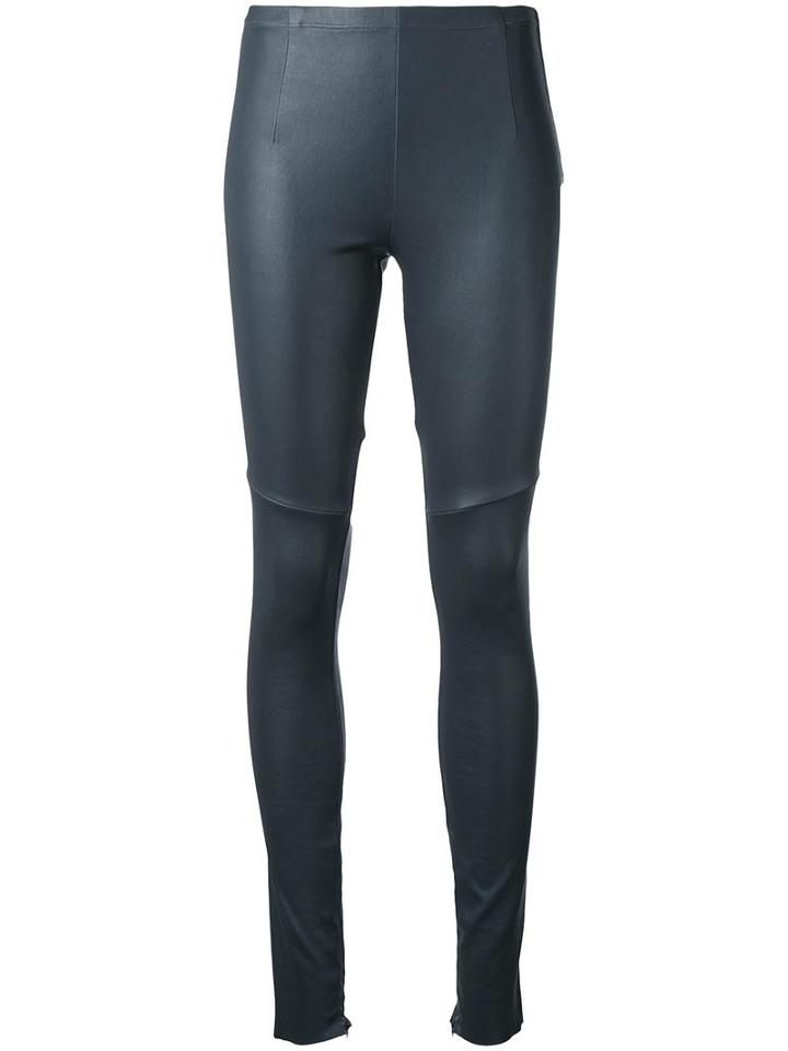 Scanlan Theodore Stretch Leather Leggings, Women's, Size: 8, Grey, Calf Leather