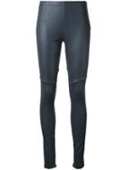 Scanlan Theodore Stretch Leather Leggings, Women's, Size: 8, Grey, Calf Leather