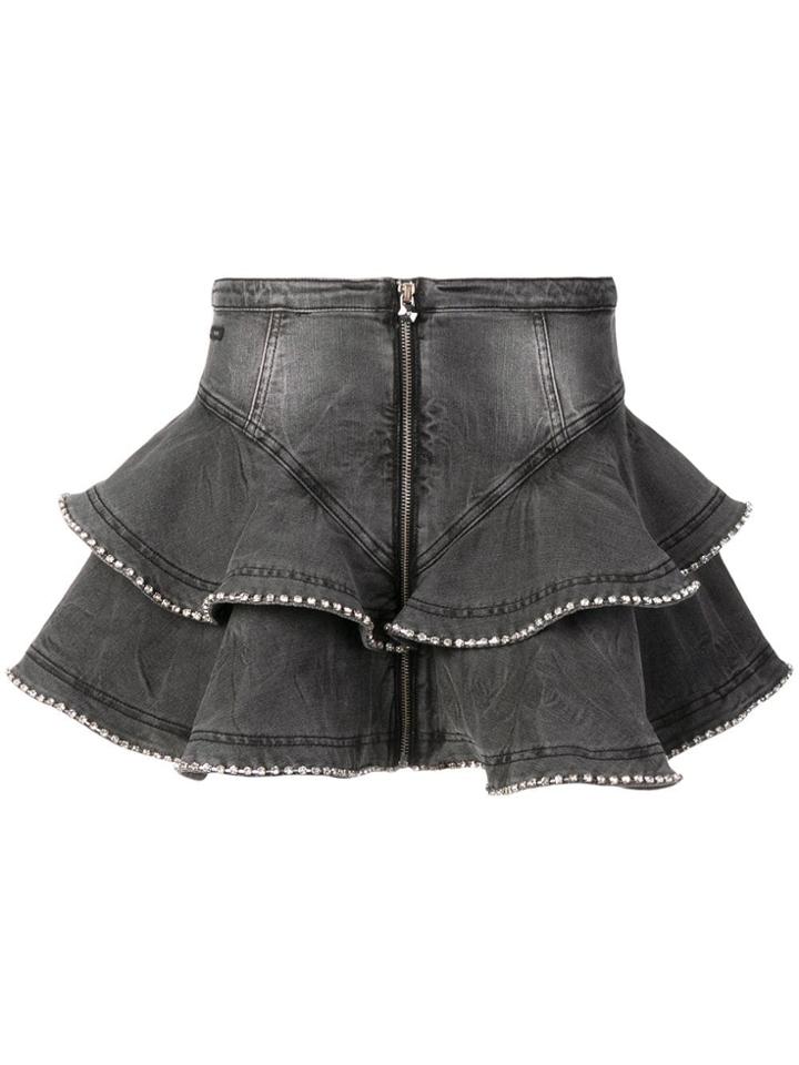 Philipp Plein Short Ruffled Skirt - Grey