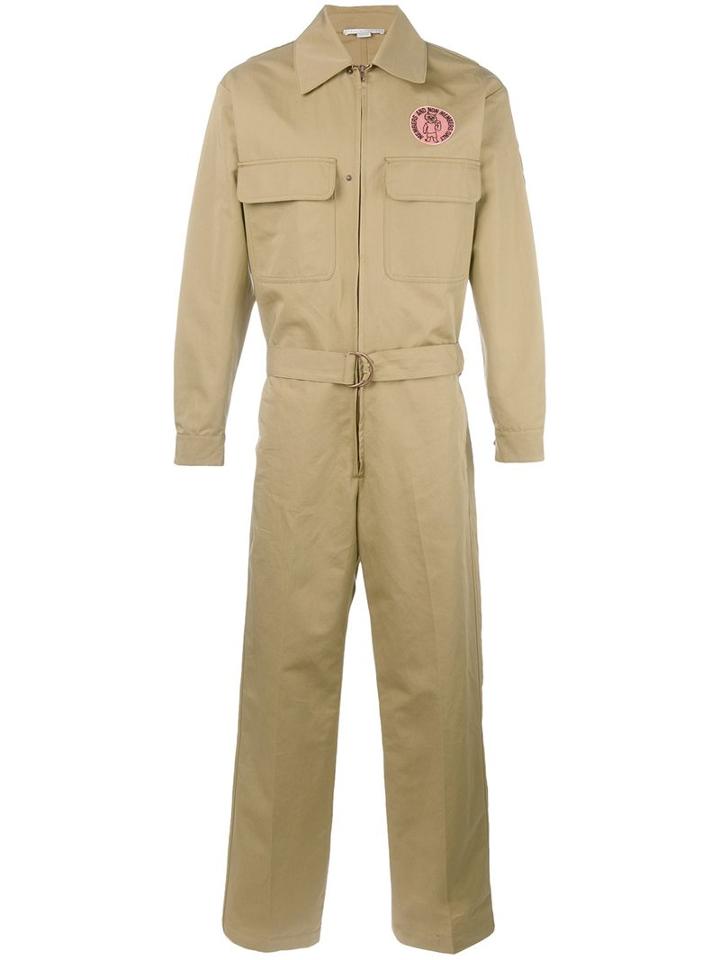 Stella Mccartney Members Only Patch Jumpsuit, Men's, Size: 46, Nude/neutrals, Cotton/linen/flax