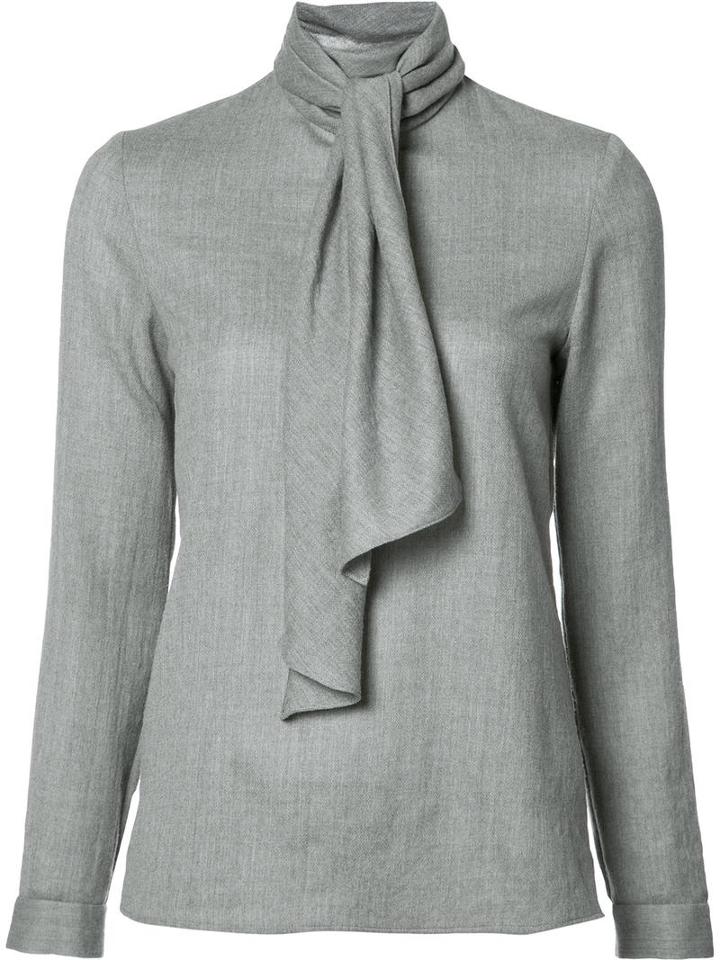 Vanessa Seward Scarf Detail Blouse, Women's, Size: 38, Grey, Wool