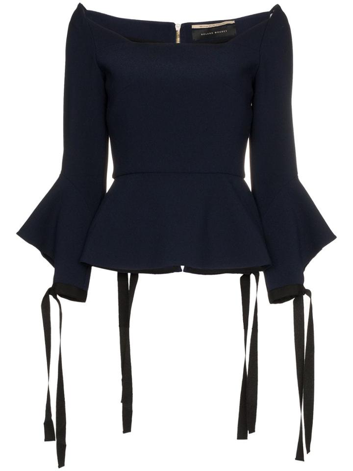 Roland Mouret Holden Tie Cuff Long Sleeve Top - Blue