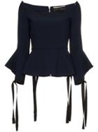 Roland Mouret Holden Tie Cuff Long Sleeve Top - Blue