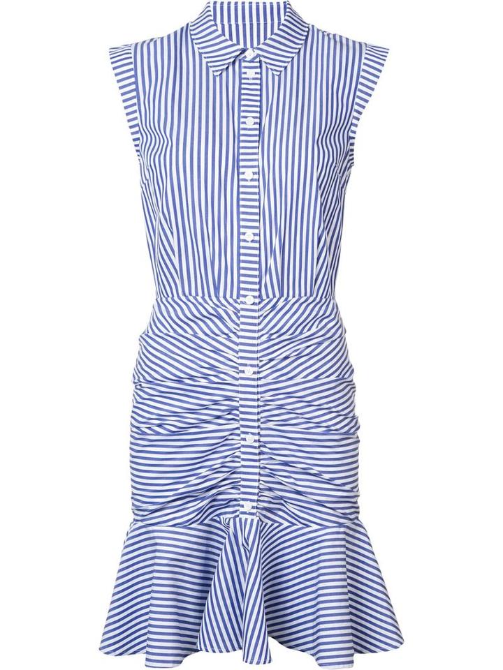 Veronica Beard Striped Ruched Shirt Dress, Women's, Size: 6, Blue, Cotton/polyester