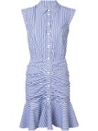 Veronica Beard Striped Ruched Shirt Dress, Women's, Size: 6, Blue, Cotton/polyester