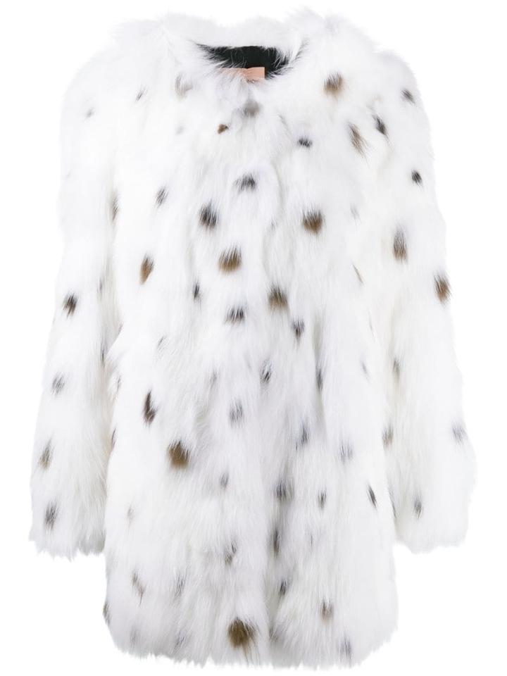 Yves Salomon Army Dot Printed Coat - White