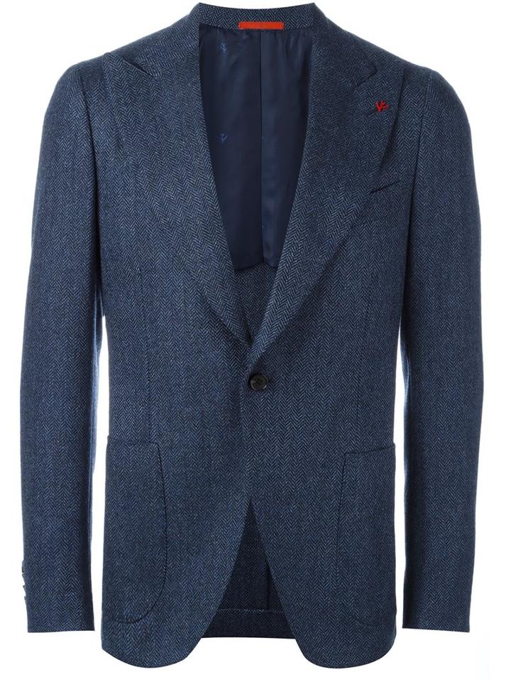 Isaia Herringbone Blazer