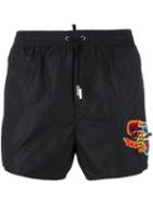 Dsquared2 Logo Patch Swim Shorts, Men's, Size: 52, Black, Polyamide