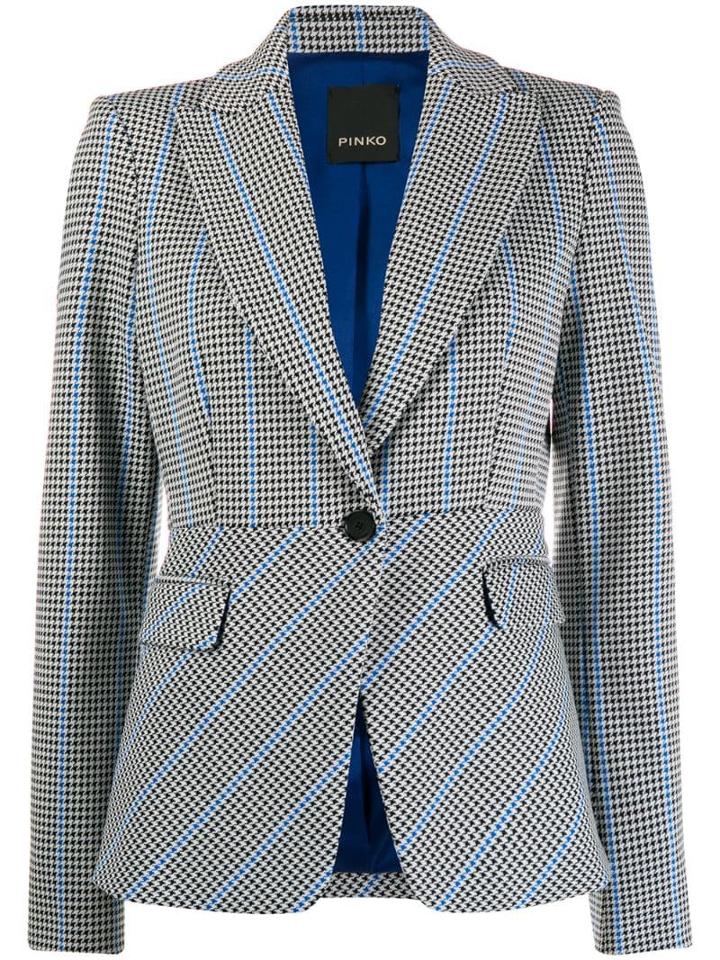Pinko Slim-fit Houndstooth Blazer - White