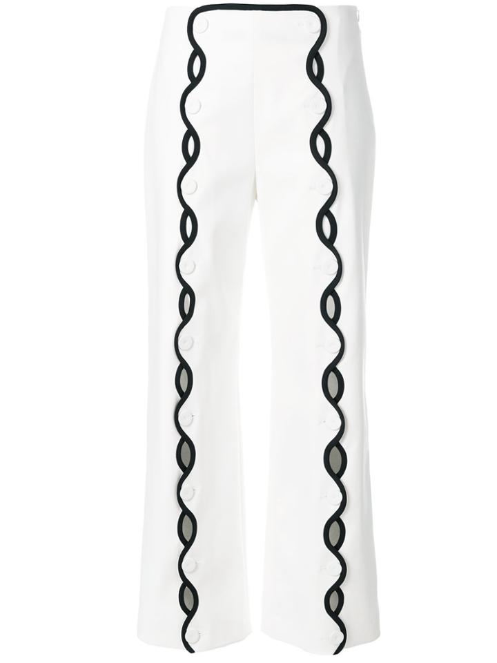 Sara Battaglia Scallop Detail Tailored Trousers - White