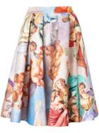 Isolda Daisy Print Embroidered Skirt - Blue