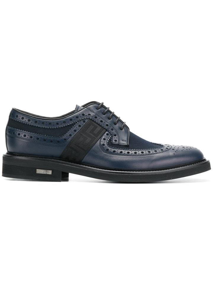 Versace Brogues With Greek Key Side Panels - Blue