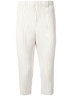 Homme Plissé Issey Miyake Pleated Cropped Trousers - White