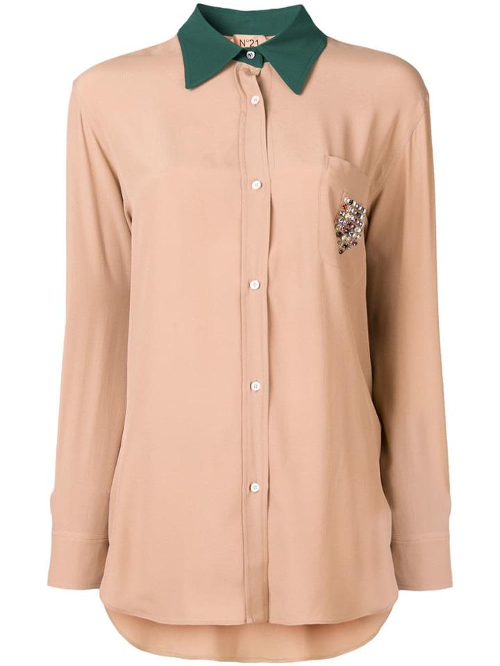 No21 Contrast Collar Shirt - Neutrals