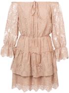 Alice+olivia Crocheted Off The Shoulder Dress - Nude & Neutrals