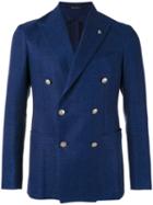 Tagliatore Double-breasted Blazer, Men's, Size: 46, Blue, Linen/flax/cotton