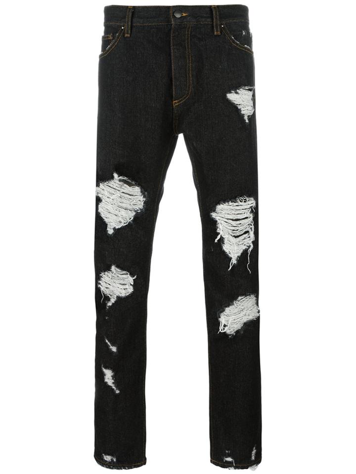 Palm Angels Ripped Regular Jeans - Black