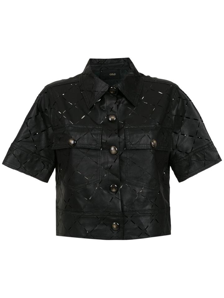 Andrea Bogosian Leather Cropped Shirt - Black