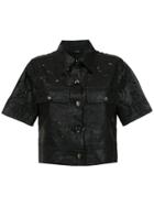 Andrea Bogosian Leather Cropped Shirt - Black