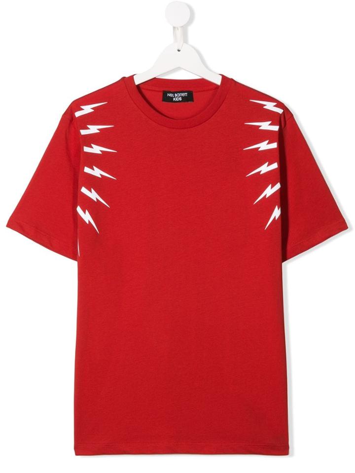 Neil Barrett Kids Teen Lightning Prints T-shirt - Red