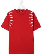 Neil Barrett Kids Teen Lightning Prints T-shirt - Red