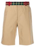 Alexander Mcqueen Tartan Waistband Bermuda Shorts - Neutrals