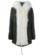 Mr & Mrs Italy Raccoon Fur Trim Parka, Women's, Size: S, Green, Cotton/polyester/racoon Fur