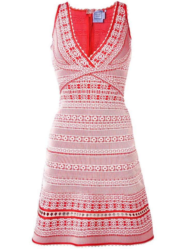 Hervé Léger Embroidered Dress, Women's, Size: Small, Red, Rayon/nylon/spandex/elastane