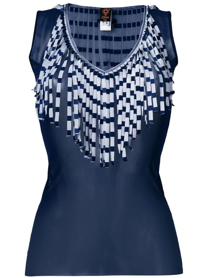 Jean Paul Gaultier Pre-owned Sheer Fringed Blouse - Blue