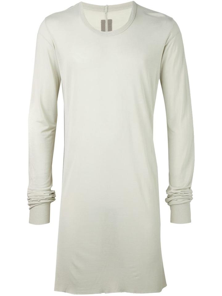 Rick Owens Long-length T-shirt, Men's, Size: Large, Grey, Silk/viscose