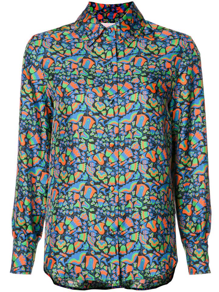 La Double J Floral Print Shirt, Women's, Size: Medium, Blue, Silk